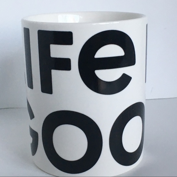 Life is good mug White ceramic with large Black Lettering coffee tea cup NEW - Picture 4 of 10